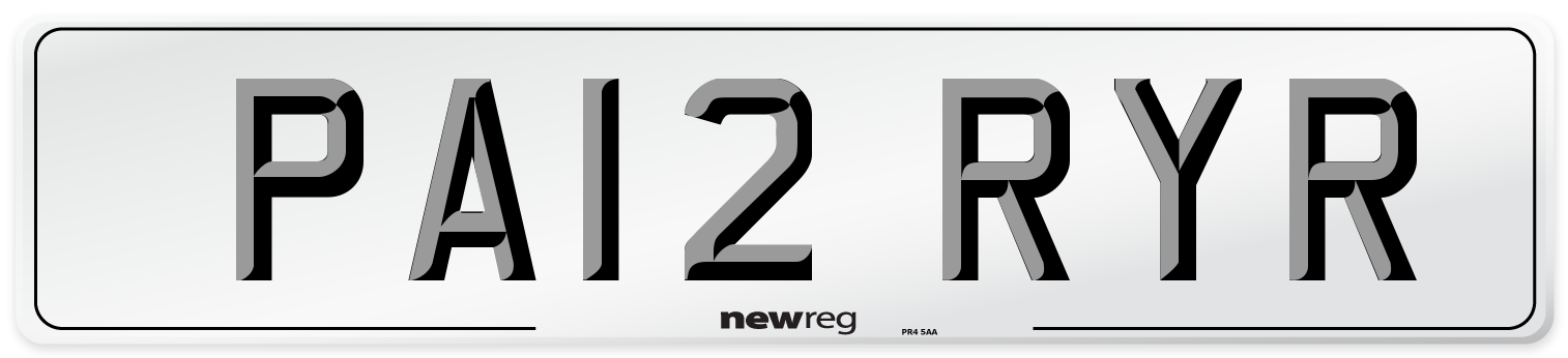 PA12 RYR Number Plate from New Reg